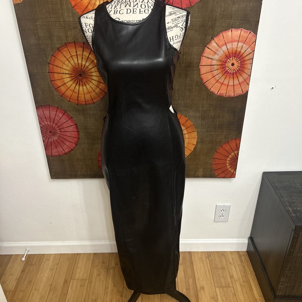 Heartloom Yura Vegan Dress Cutout Midi Dress Sleek Edgy Bodycon Sz Med - Picture 3 of 8